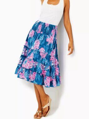 Lilly Pulitzer Deavan Midi Skirt in Multi For The Fans Size S